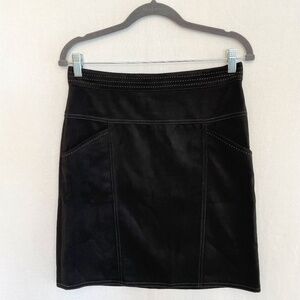 J. MCLAUGHLIN Women's Size 4 Sueded Black Contrast Stitch Pencil Mini Skirt